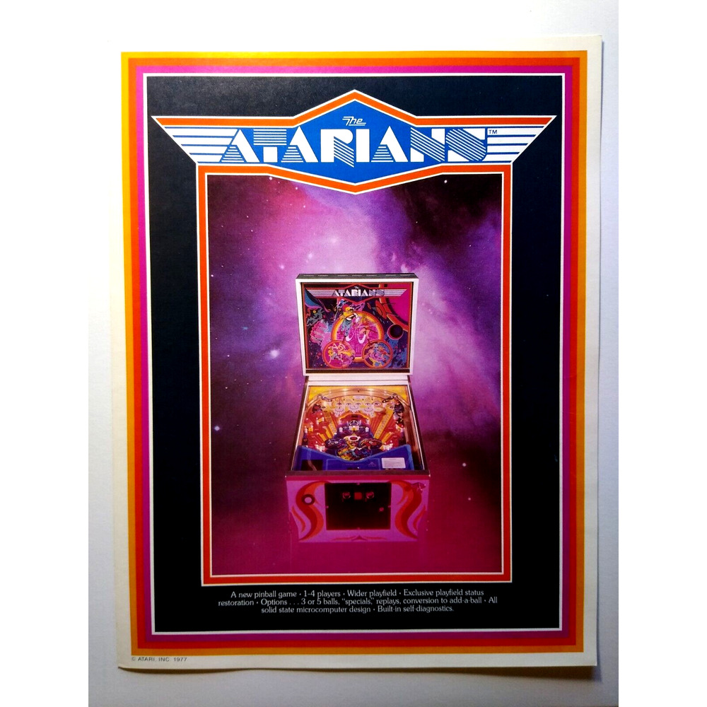 The Atarians Pinball Flyer Original 1977 Space Age Promo Artwork Brochure Retro